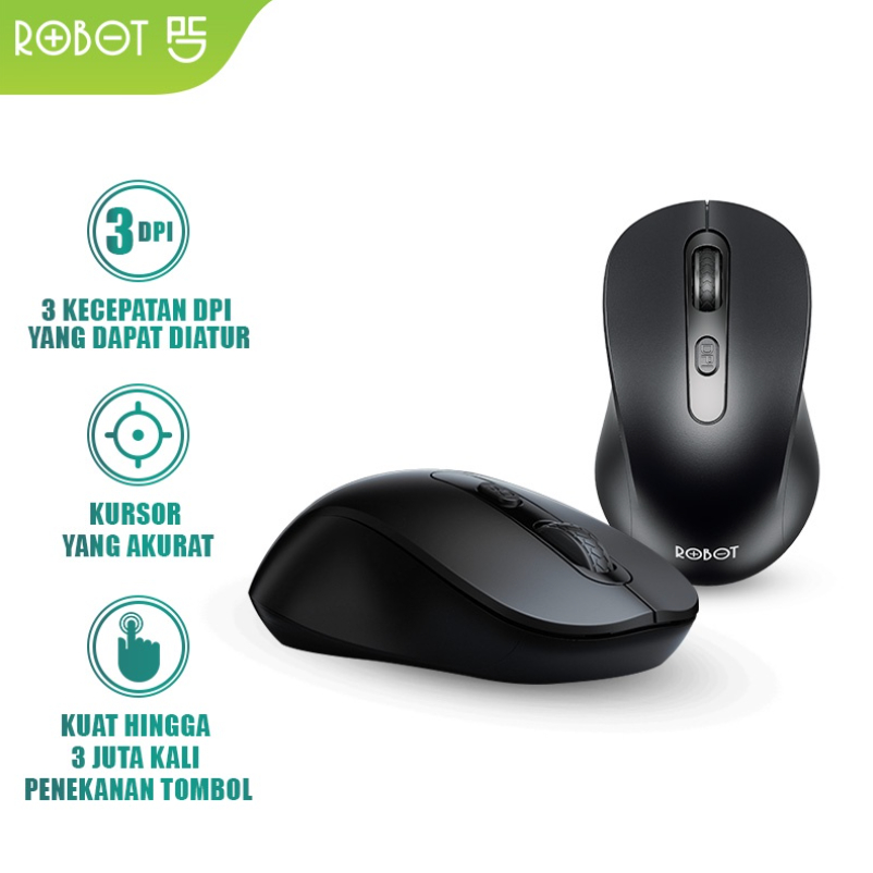 ROBOT Mouse Wireless M206 2.4GHz Optical 1600DPI Kursor Akurat Cocok untuk PC Laptop Original - Garansi 1 Tahun