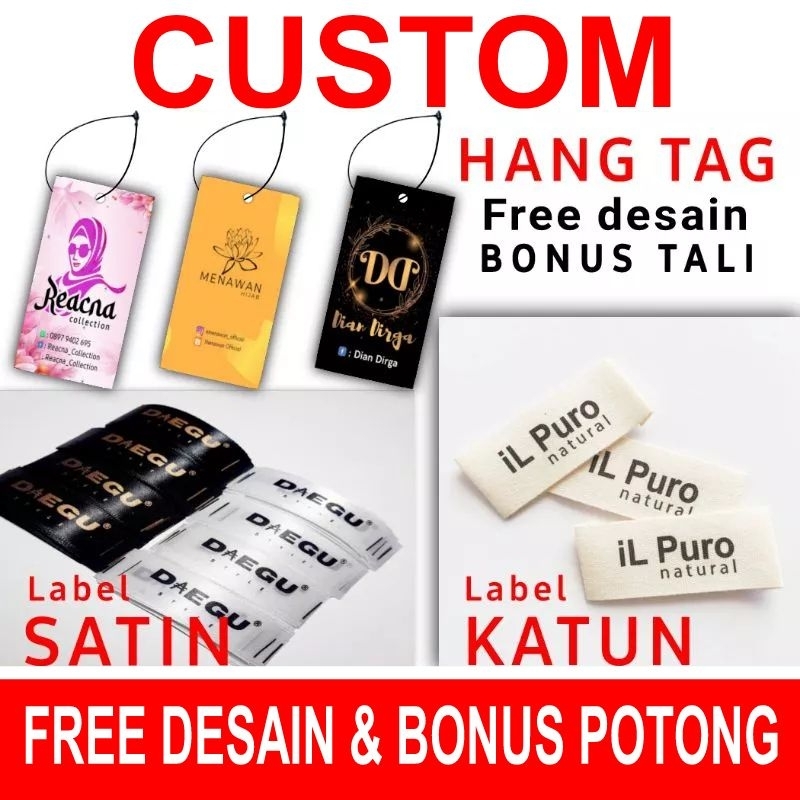 

Label Baju Label Pita Label Hang Tag Label Baju Import Label Akrilik Pengganti Woven Hang tag Label Hijab Label Woven bahan Satin dan Katu Label Produk Merek Label Brand