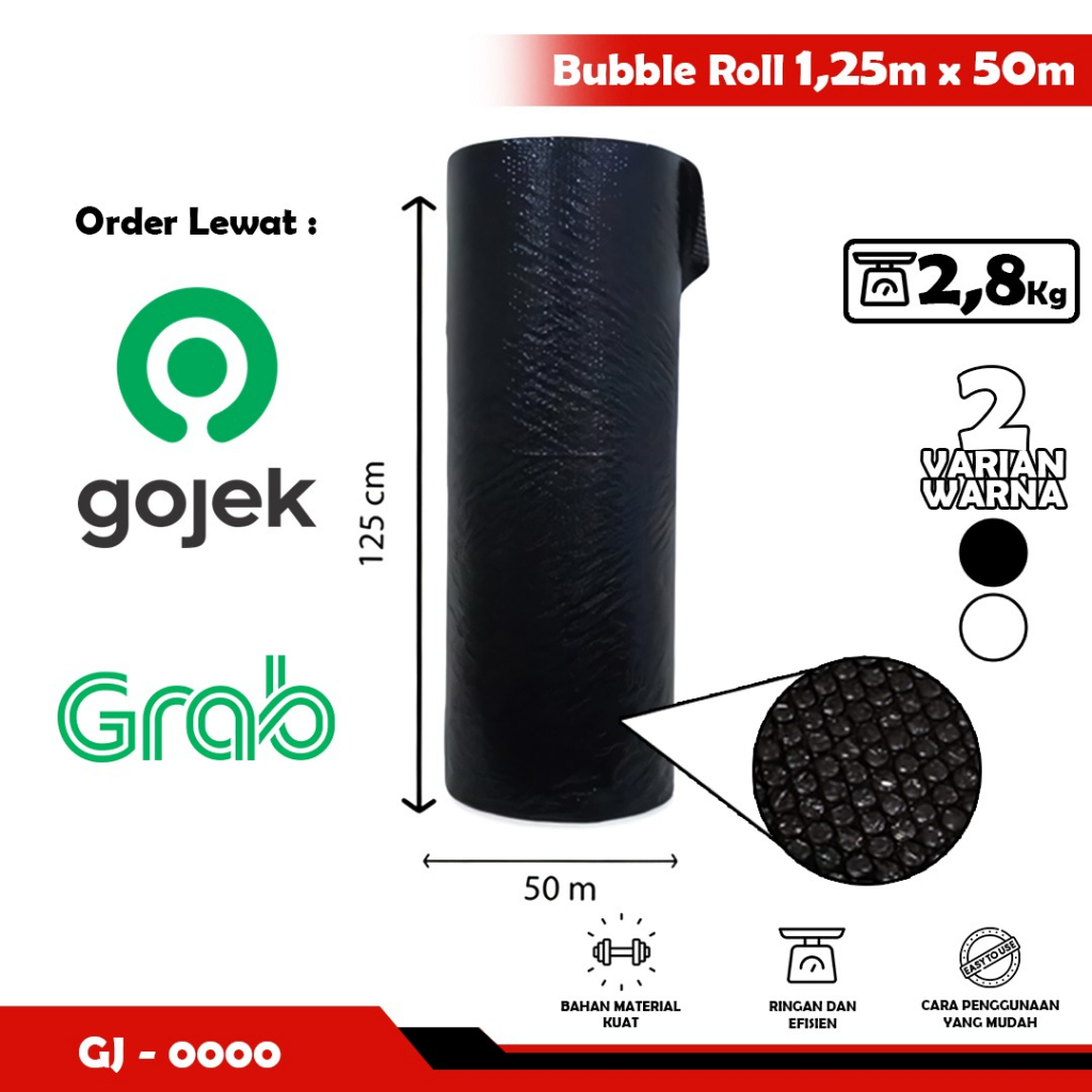 BUBBLE WRAP 50 Meter x 125 Cm Warna Hitam &amp; Putih - YOYOSOO