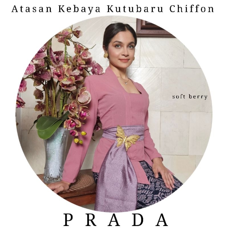 Atasan Kebaya Kutubaru Bali Lengan Panjang Chiffon Prada