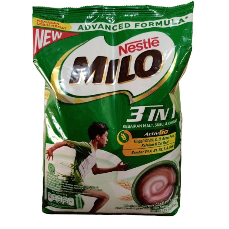 MILO 3in1 ACTIV-GO SUSU COKLAT/SUSUCOKLAT/COKLAT SUSU MILO NESTLE 990gr/1kg