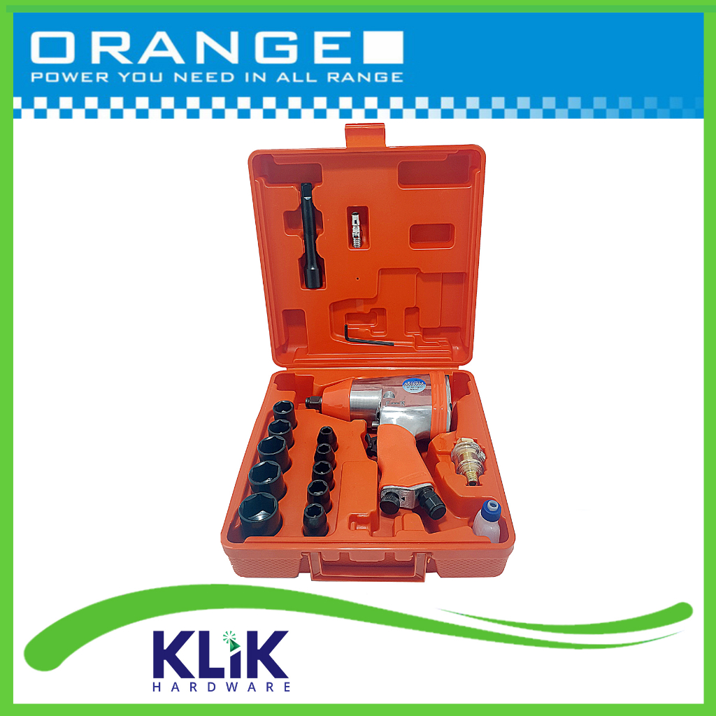 Orange  Air impact Wrench Set 1/2 Inch - Alat Pembuka Pengencang Baut Angin Kompresor