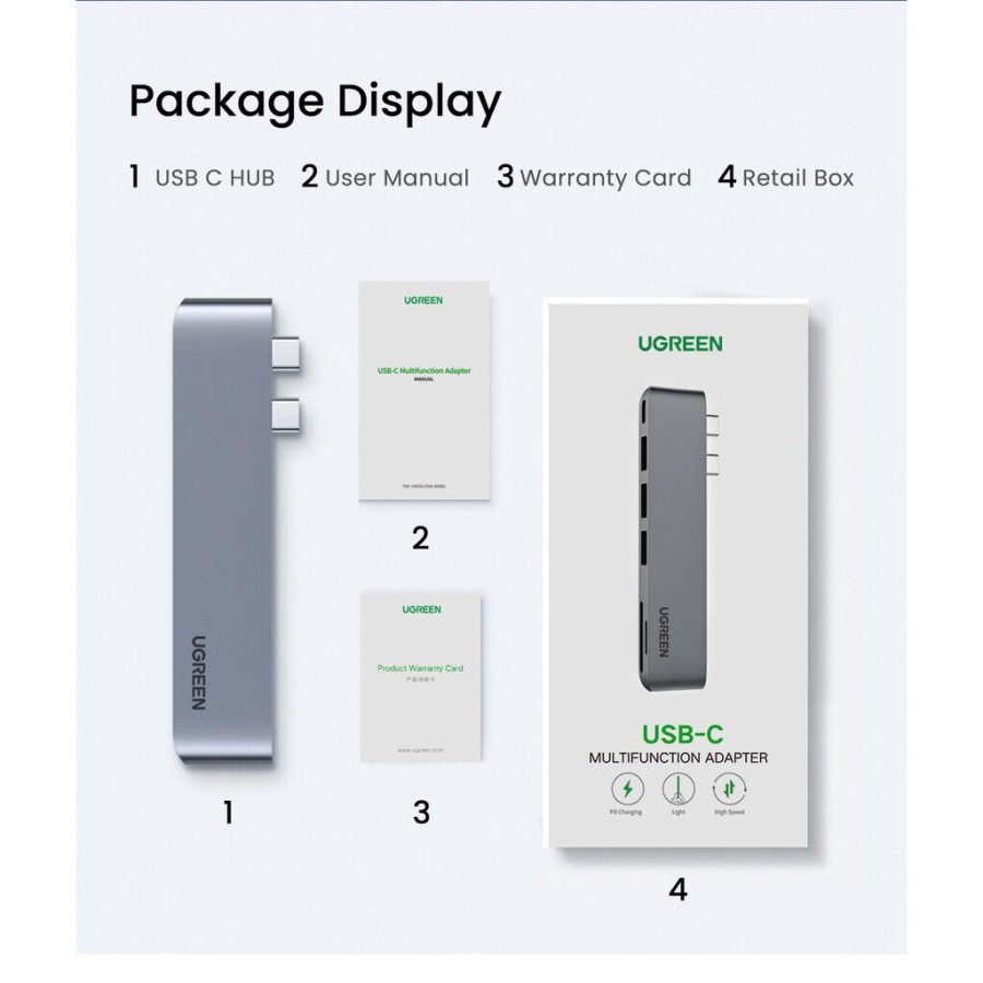 UGREEN 6 in 1 USB C Card Reader with USB 3.0 Adapter for Macbook Original - 60560