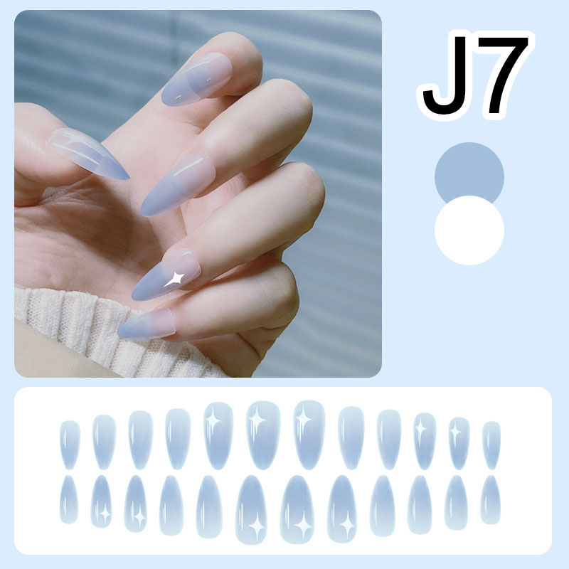 J24 Kuku Palsu Polos Bening Pendek dan Panjang Fake Nails Aesthetic + Lem