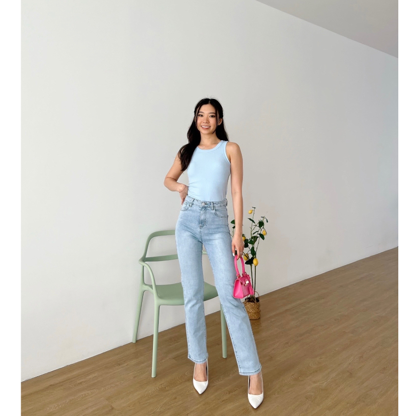 [ Marveile ] Sydney Highwaist Straight Jeans / Korean Jeans Wanita