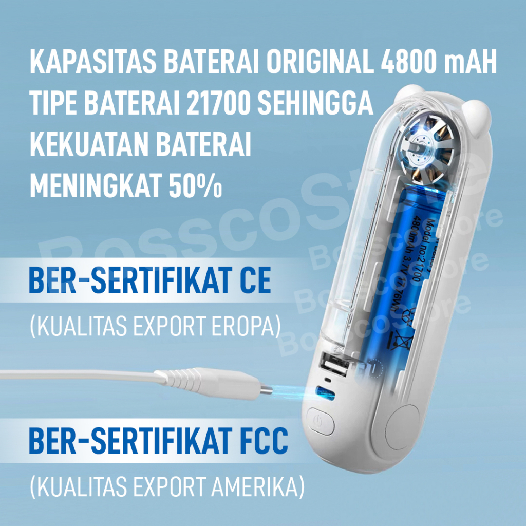 Bossco Kipas Angin Mini Portable Original 4800mAh Multifungsi Charge USB kipas angin super mini genggam kipas lipat portable mini pocket fan kipas angin kecil portable mini fan  tahan sangat lama premium kipas angin kencang