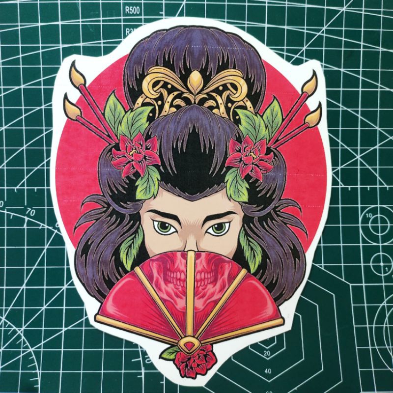 

cetak water slide decal geisha Japan untuk helm racing motor dll
