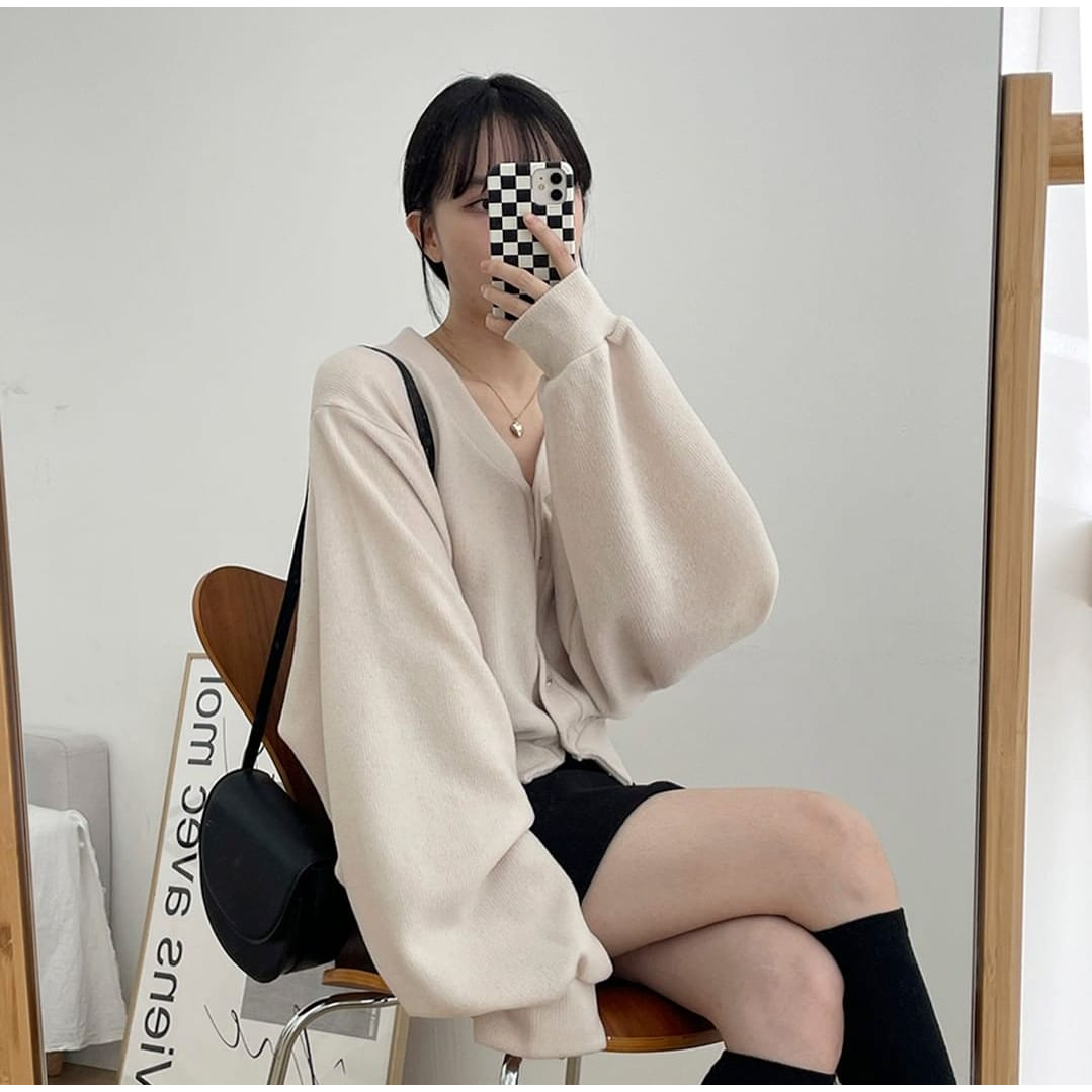 MORIN CROPE CARDIE SWEATER WANITA KOREAN STYLE - OUTHER WANITA