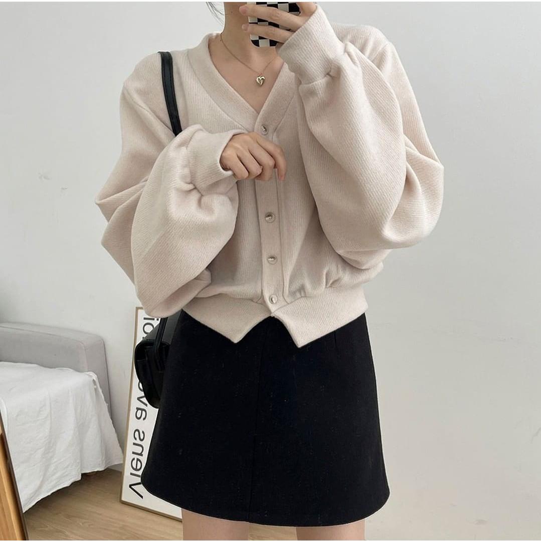 MORIN CROPE CARDIE SWEATER WANITA KOREAN STYLE - OUTHER WANITA