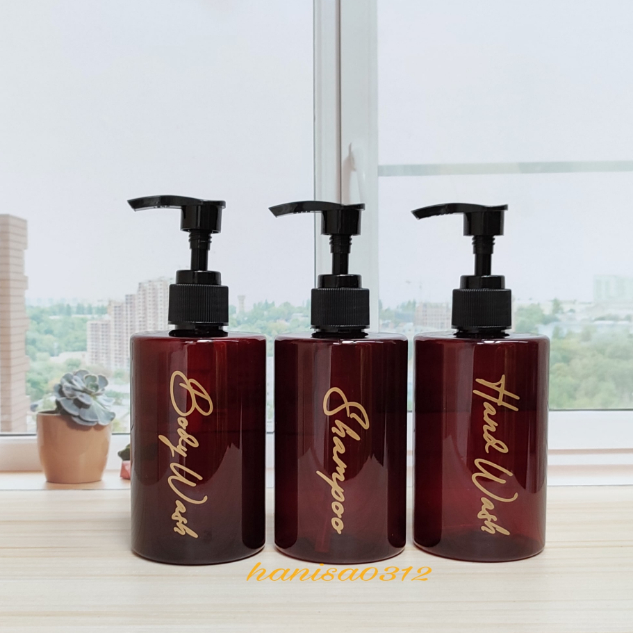 Botol Coklat Exclusive 250ml Aesthetic Bottle Minimalist Refill Organizer Tempat Sabun Cair Pump Lotion Hitam