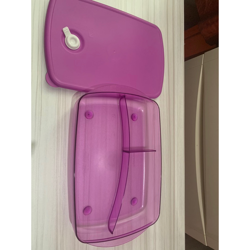 1 Pcs Rock N Serve divided tupperware - Purple/tempat bekal makan kristal(bahan polycarbonat)/tempat