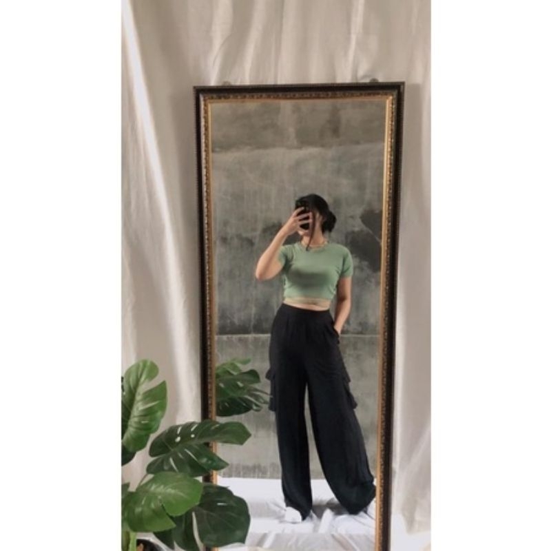 Luneta Cargo Pants // celana kantong premium rayon Highwaist