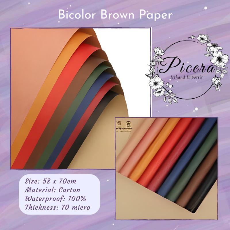 

Flower Wrapping Paper Bicolor Brown Plain Craft Carton Cellophane Waterproof Kertas Bungkus Pembungkus Bouquet Bunga Ala Karton Coklat Polos Dua Warna Anti Air