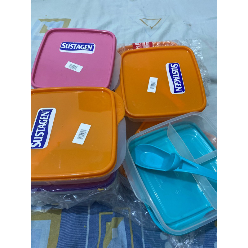 lunch box plastik sekat 3 dengan sendok