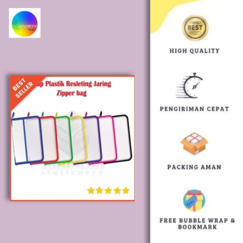 

Map Plastik Resleting Warna / Zipper Bag / Jaring Seleting Kantor & Sekolah