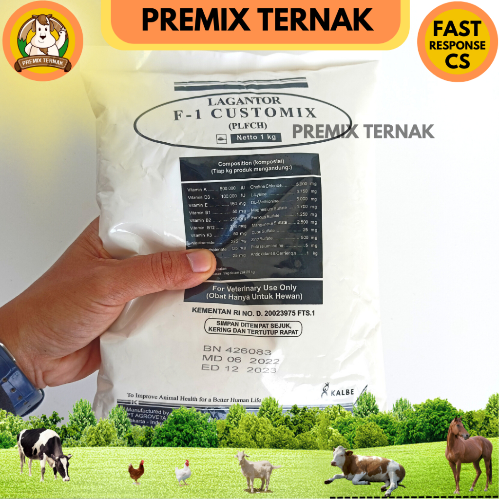 LAGANTOR F1 CUSTOMIX 1KG - Premix Penggemukan Sapi Kambing Kelinci Pedaging - Premix sapi - Premix Kambing - Premix Ternak