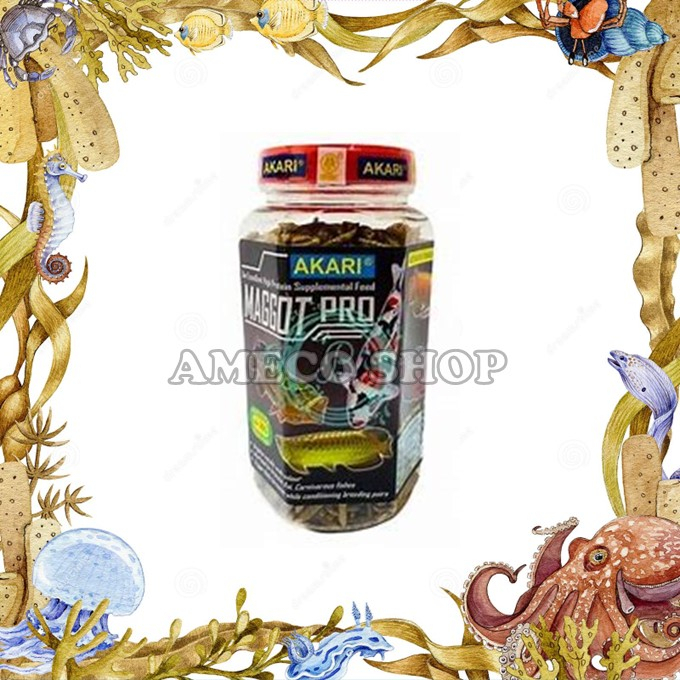 AKARI MAGGOT PRO ULAT KERING Pakan Ikan Louhan Arowana Oscar 130gr