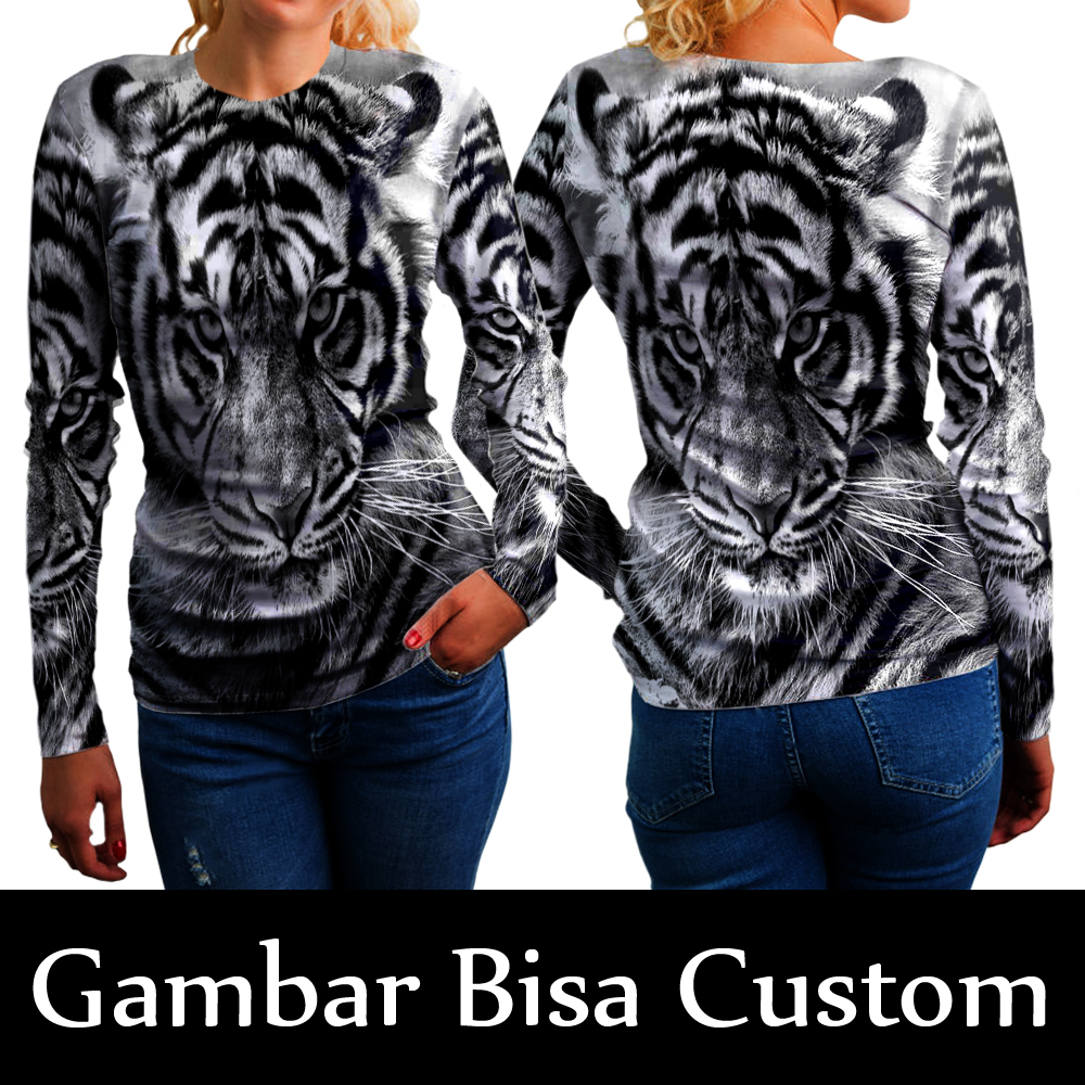 Kaos Wanita Harimau || Kaos Tangan Panjang Harimau Wanita Fullprint || Baju Harimau MAUNG || Pakaian