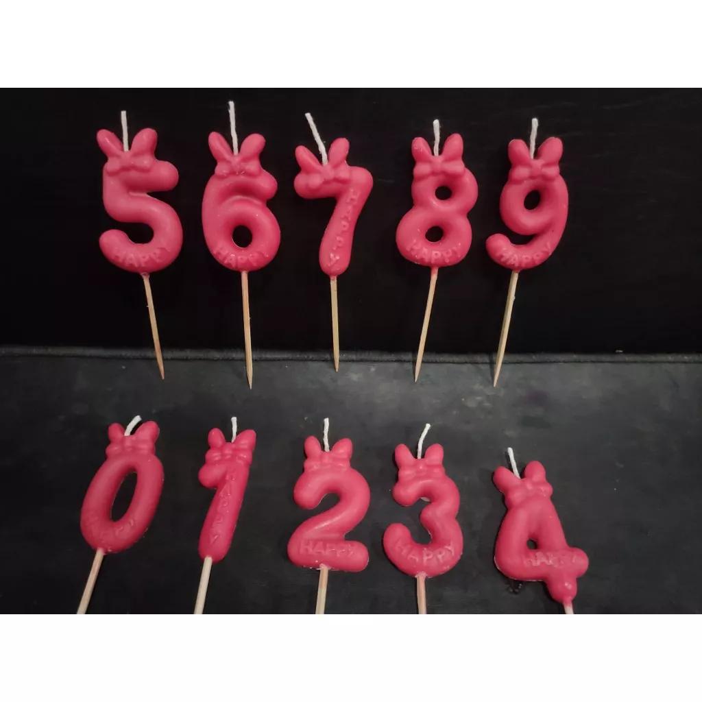 HARGA PER LUSIN 12 PCS |  LILIN ANGKA ULANG TAHUN PITA MERAH UNIK DEKORASI KUE