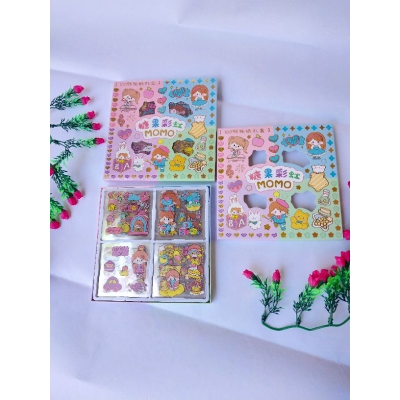 

100 lembar stiker momo motif kartun korea lucu anti air