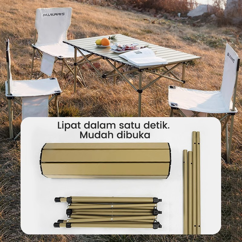 Weyon Sakura Meja Lipat Outdoor Aluminium Meja Lipat Portable Meja Lipat Camping（95*57*50CM）