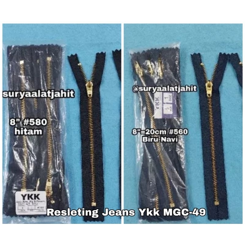 Resleting Jeans Ykk 8in/20cm MGC-49 gigi mas =rp.49.500/12pcs