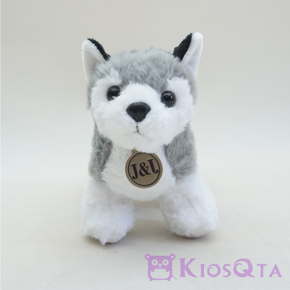 boneka anjing husky lucu abu abu putih MAY