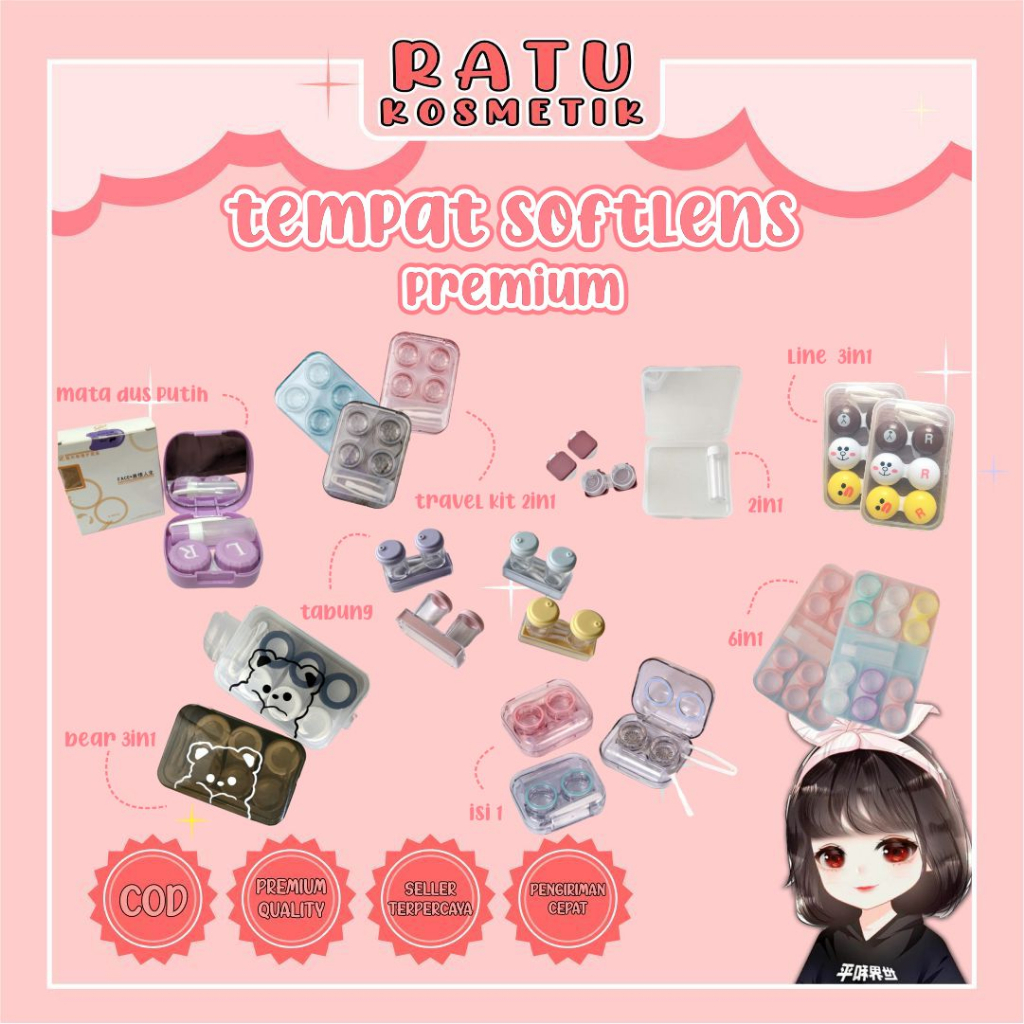 ❤ RATU ❤ Tempat Softlens Premium | Lens Case Soflen | Box Softlens | Lencase LensCase | 2in1 3in1 6in1| Mata Dus Putih