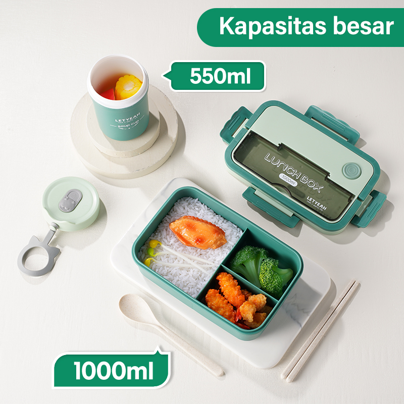 Letyeah &amp; Kaizenliving Tempat Bekal Makan Lucu siswa Dan Kotak Sup / Kotak Makan Microwave Safe Jepang