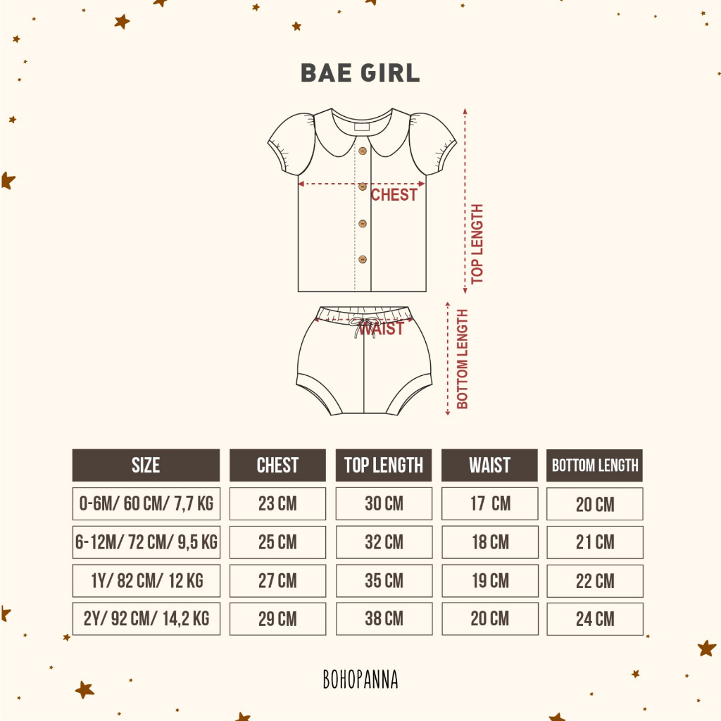 Bohopanna Bae Set Girl 0-2 Tahun Setelan Collar Anak Perempuan CBKS