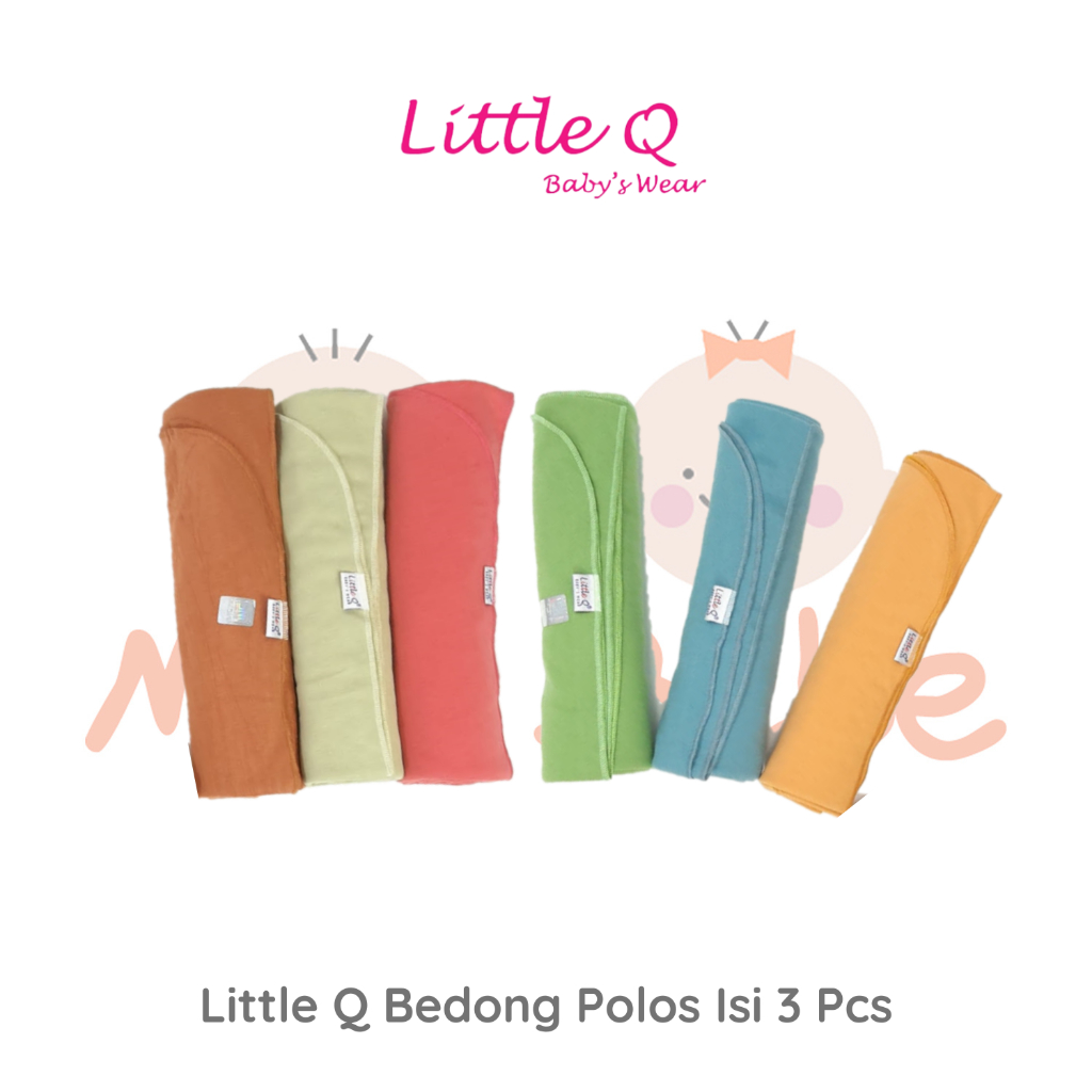 Little Q Swaddle Bedong Bayi Polos Isi 3 Pcs
