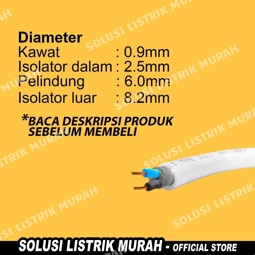 Kabel Listrik NYM 2X2.5 40 YARD FULL Kabel NYM Polos 2X2,5 2 X 2,5 ROLL