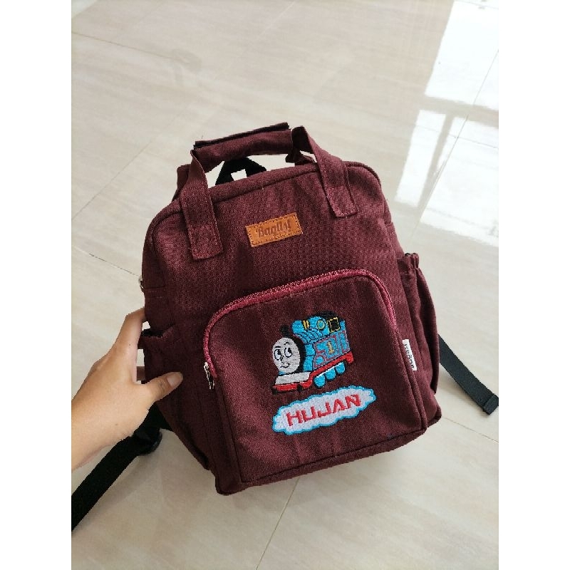 Baglist Tomo Kids Backpack tas anak custom nama bordir tas sekolah paud tk sd kartun karakter name inisial polos