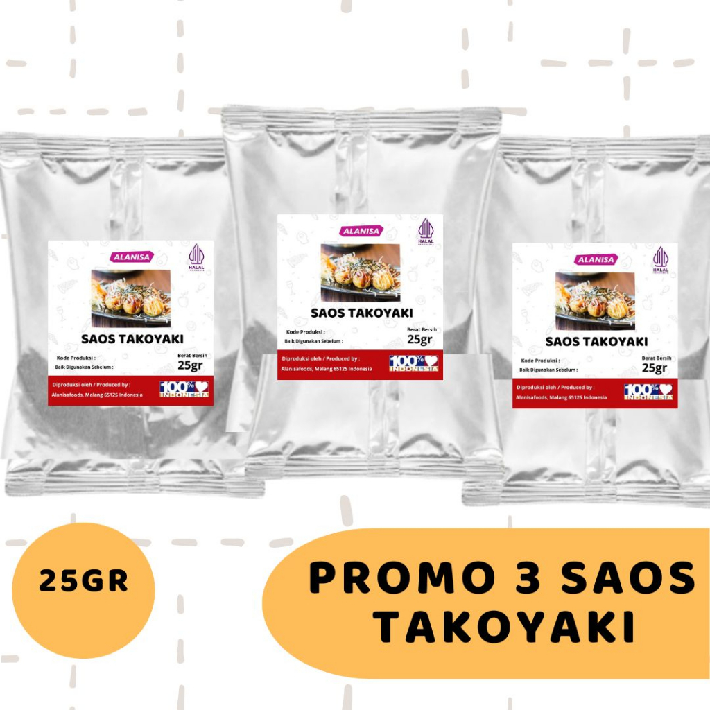 

HEMAT!! 3 SAOS TAKOYAKI 25GR HALAL MUI