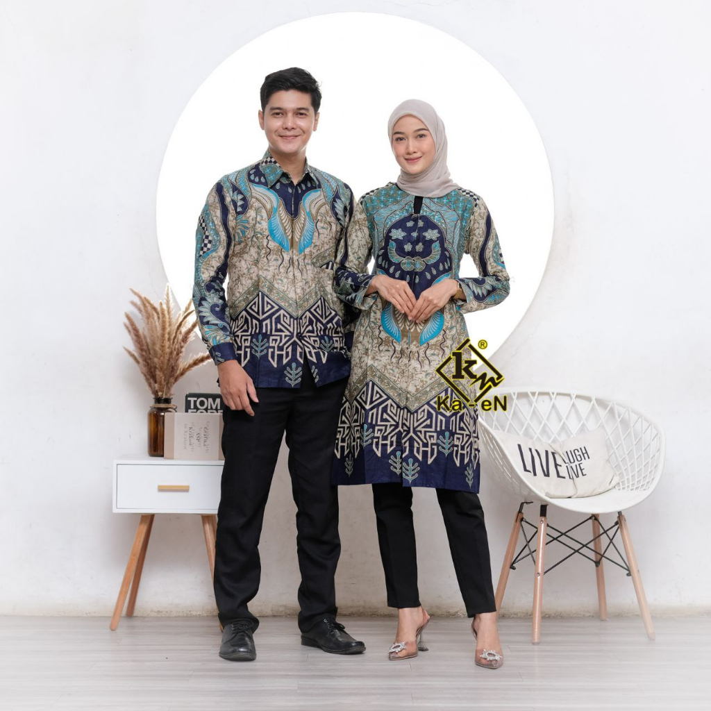 Couple Atasan Tunik Kemeja Batik Kantor Tunik Soft Modern Seragam Batik Soft M L XL XXL XXXL Jumbo