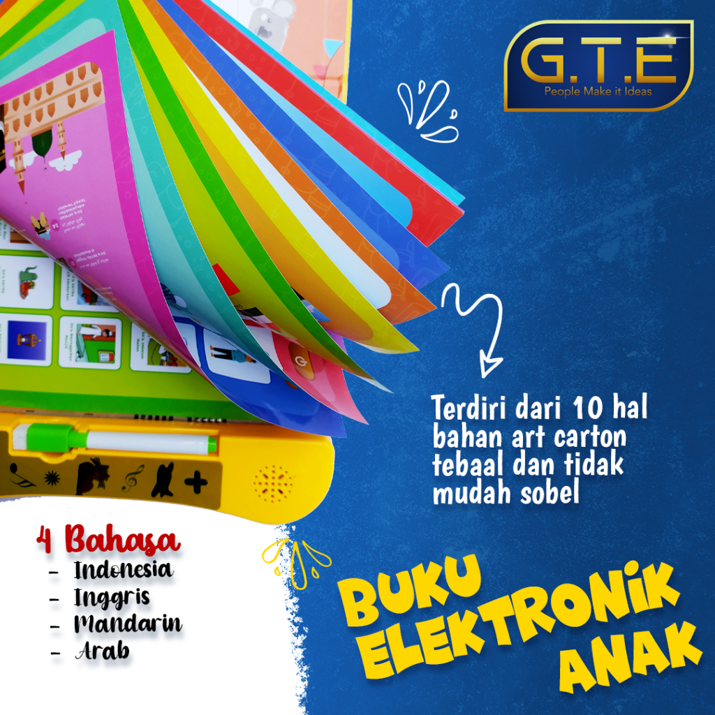 GTE | Buku Pintar Elektronik Anak 4bahasa[Arab Indonesi Inggris Mandarin]/ E Book Pintar Anak/ E BOOK Anak Islami / E BOOK anak