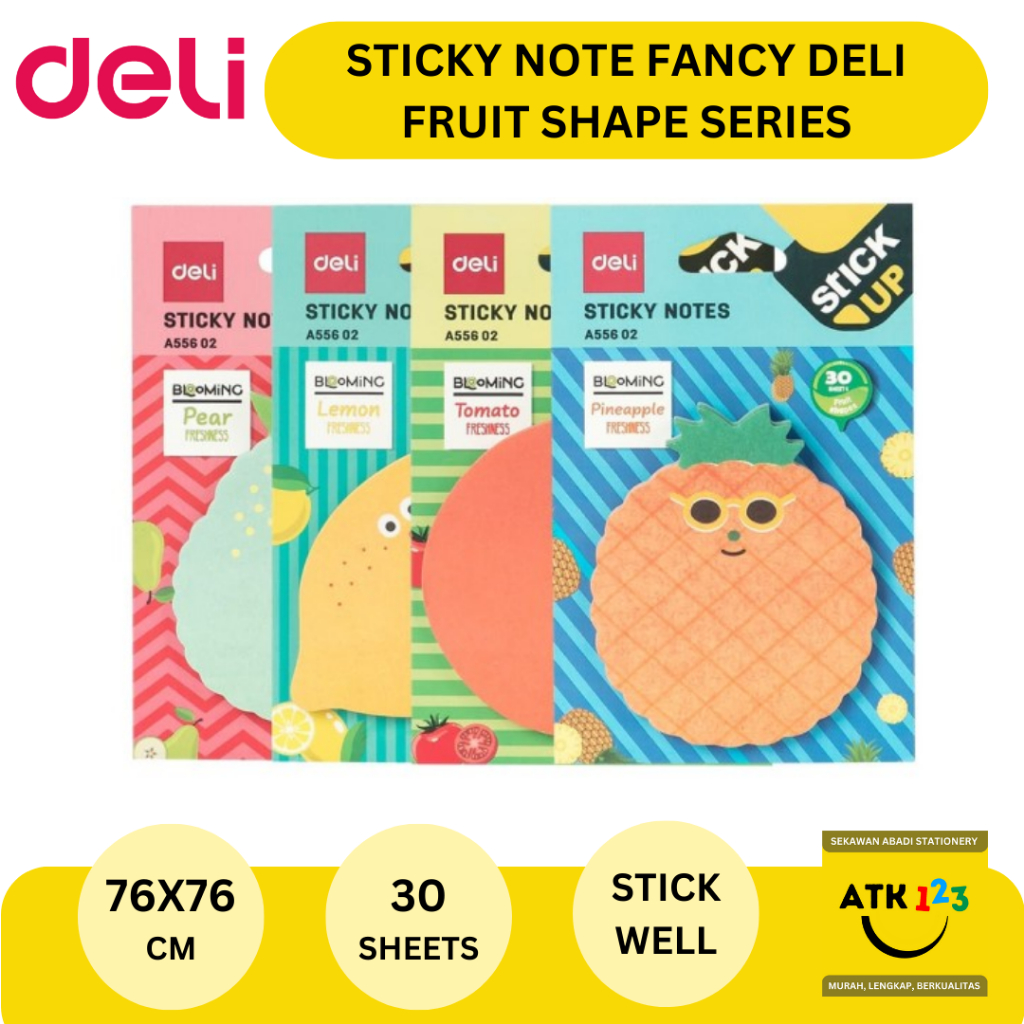 Deli A556 02 Memo tempel Shape Sticky Notes 76×76 mm Fruit 30 Sheet