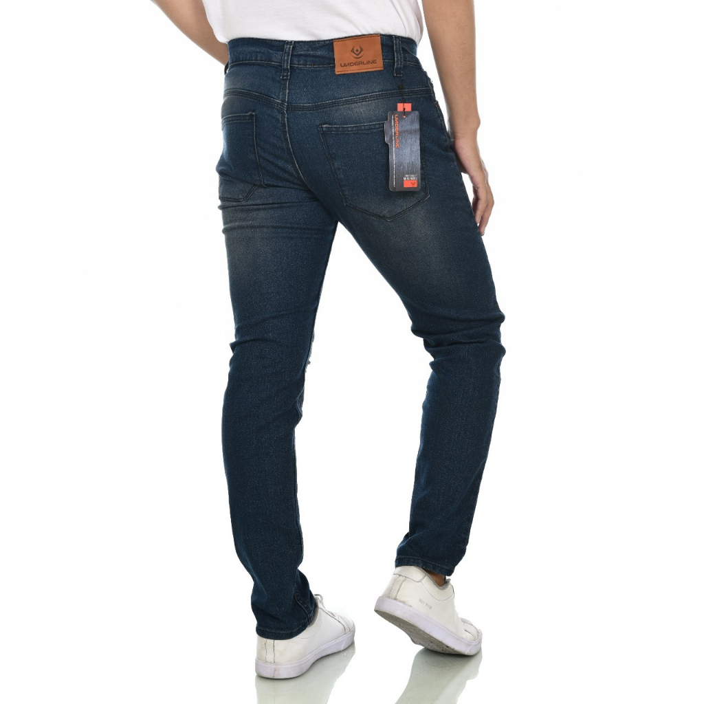 FEROCIOUS.CO Celana Jeans Ripped Dark Sobek Lutut Premium