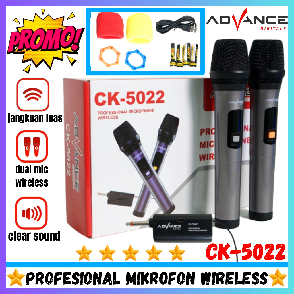 Advance MIC CK-5022 Microphone Wireless Professsional Mic Karaoke Double Tanpa Kabel CK-5022~ Microp