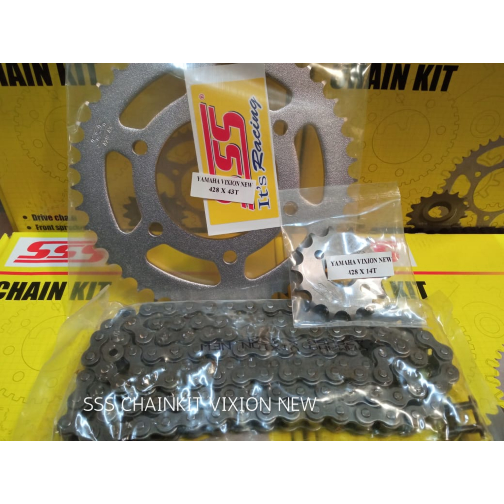 SSS Gear gir ger set chainkit vixion new original gear depan belakang rantai 428 14 43