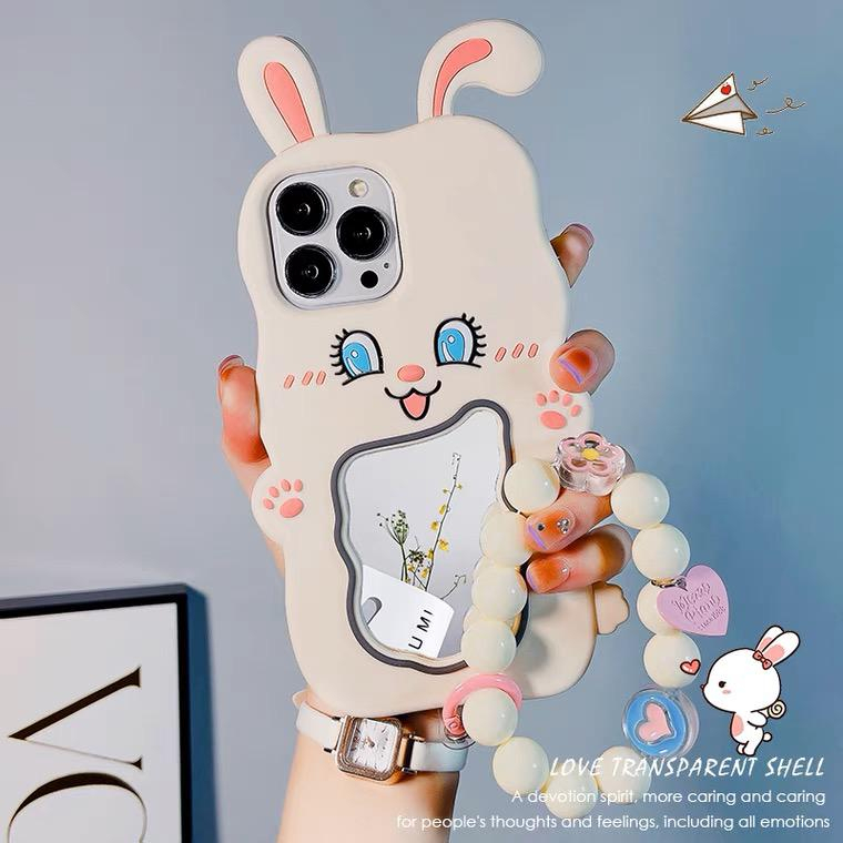 Cute Soft Case Rabbit Mirror Untuk iphone 11 12 13 14