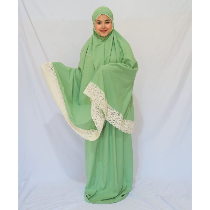 Mukena Aira Katun Polos Renda Premium By Sentosa