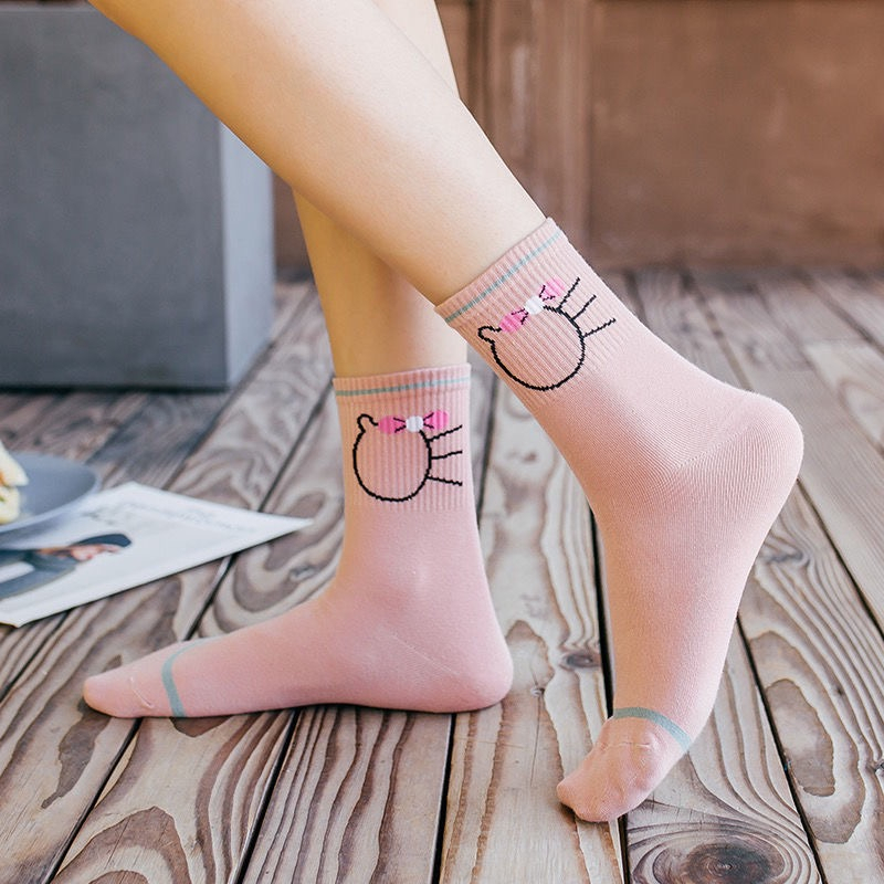 Kaos Kaki Wanita Cewek Panjang Diatas Matakaki Motif Lucu Korea Fashion Style Socks KK32 CYS