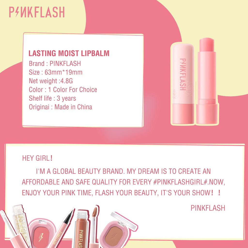 PINKFLASH Plant Oil-Based Lasting Moist Lip Balm Lip Care Deep Hydration 4 Natural ingredients Repair Nourish Reduce Wrinkles