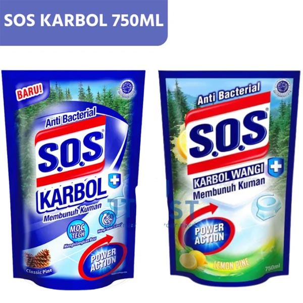 SOS Karbol Wangi Classic Pine Sereh Lemon 750 ml_Cerianti