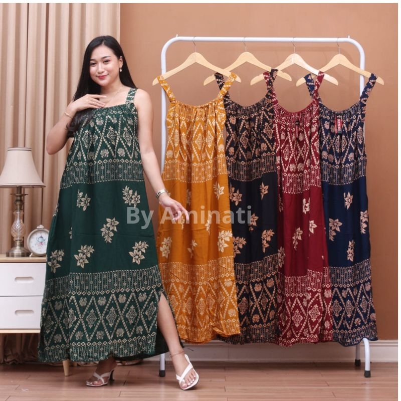 Daster Longdres  Kekinian Busui Jumbo Daster Ibu Muda Big Size Yukensi Tanpa Lengan Tali Satu Ld 135