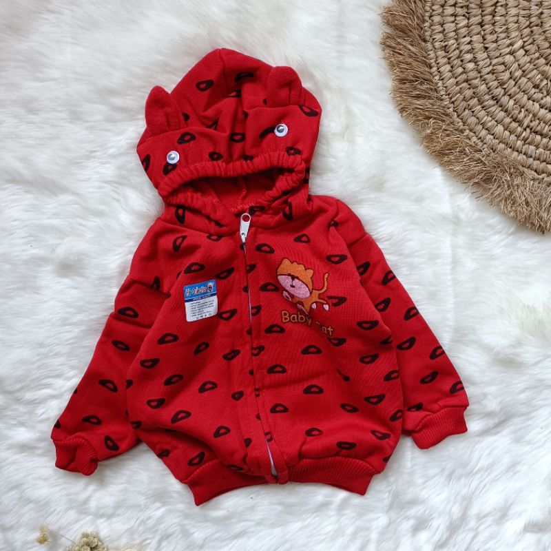 Jaket bayi motif cat (0-6bulan)