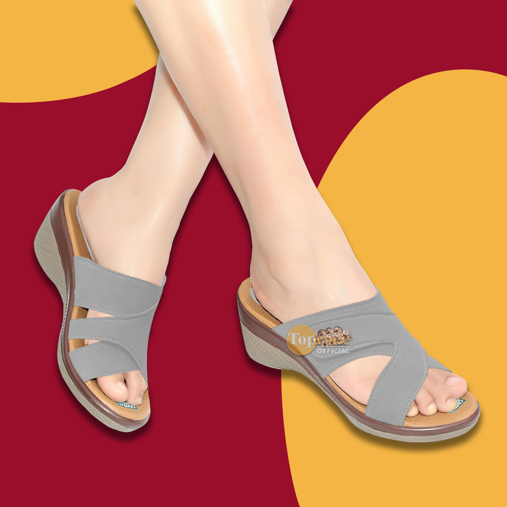 SANDAL WEDGES KEKINIAN MURAH TERBARU CEWEK TINGGI IBU CASUAL SELOP SLOP SLIP SELIP KARET WANITA TC19