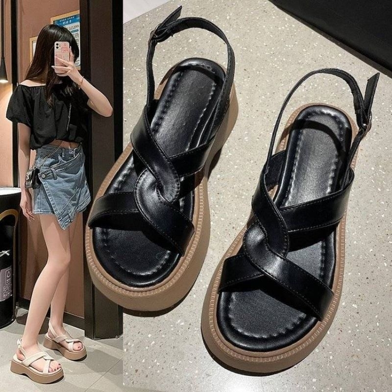 [COZY] Hilda Sandal Wedges Tali Korea Fashion Wanita Import