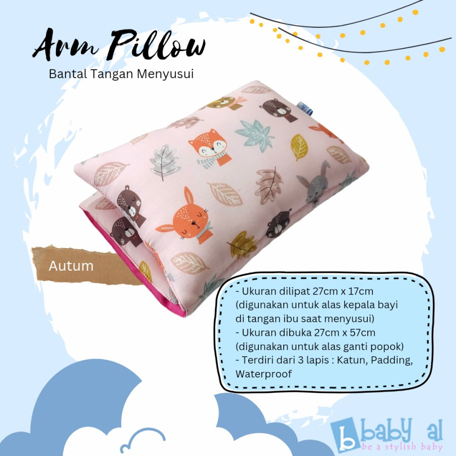 Bantal Tangan Menyusui plus Perlak Ganti Baby Al - Arm Nursing Pillow dengan Alas Ompol